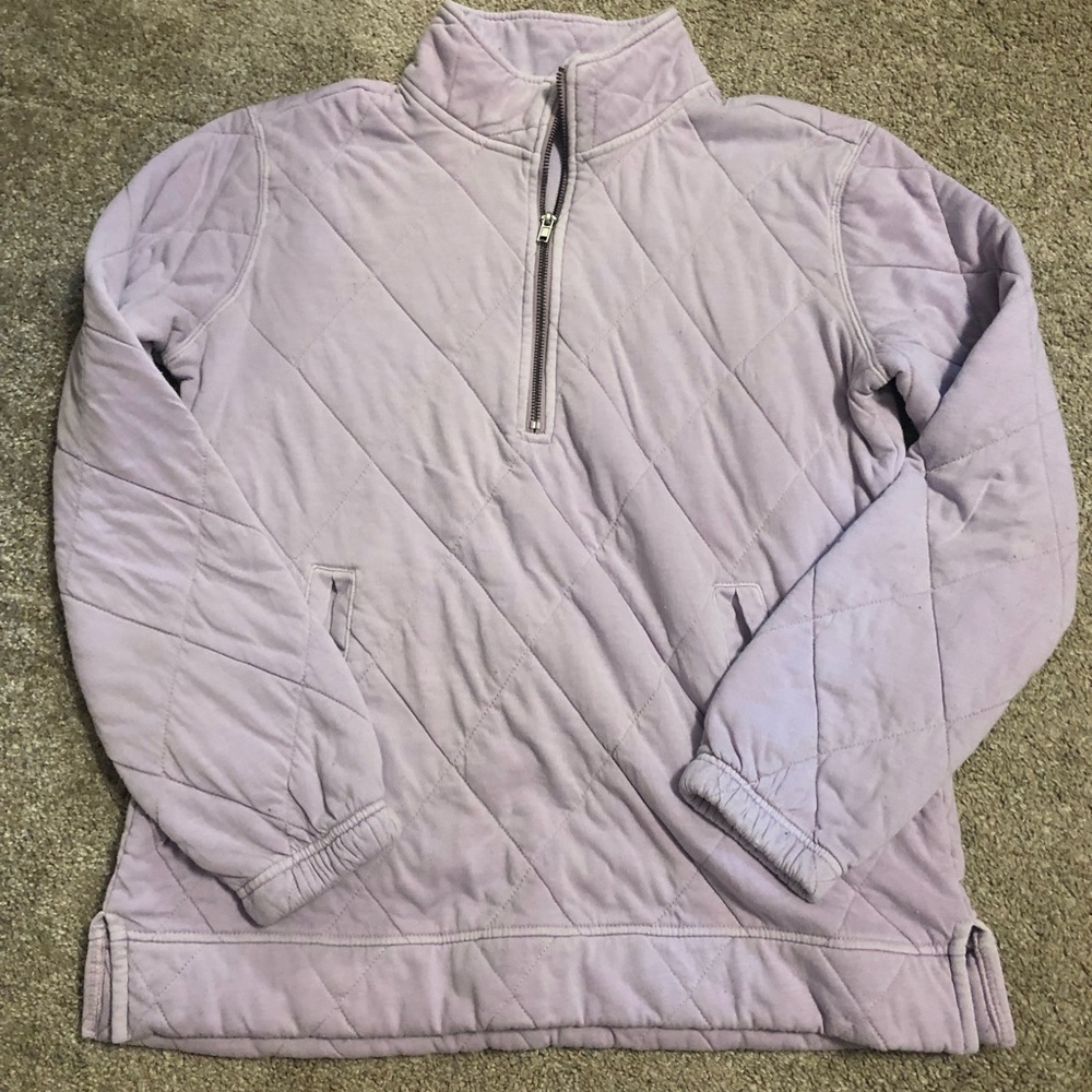 Purple quilted zip up sweatshirt